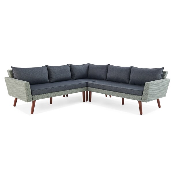 Alaterre Albany All-Weather Wicker Outdoor Gray Corner Sectional Sofa, Weight: 133.2 AWWD0122DD